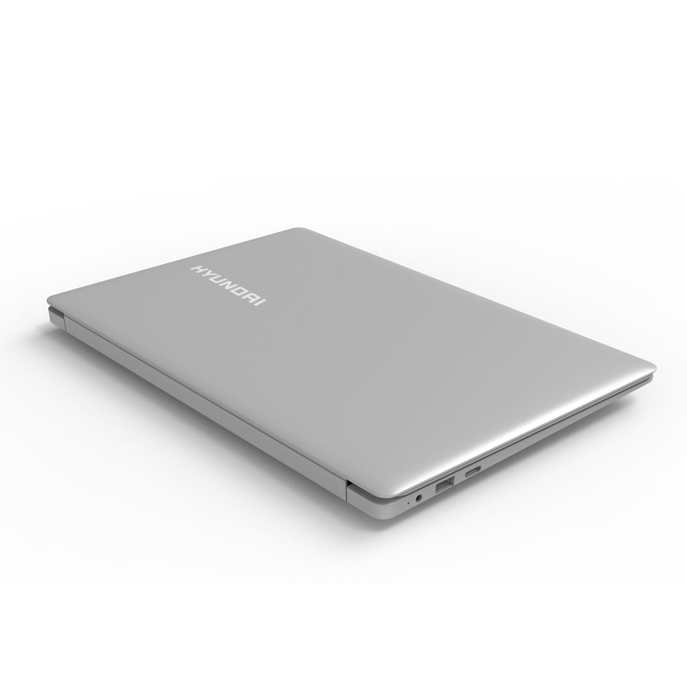 Hyundai Thinnote-A, 14.1" Celeron Laptop, 4GB RAM, 64GB Storage, Expandable 2.5" SATA HDD Slot, Windows 10 Pro, English - Silver