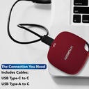 Hyundai 512GB Ultra Portable External SSD for PC/Mac/Mobile, USB-C USB 3.1  - Red (HTESD500R)