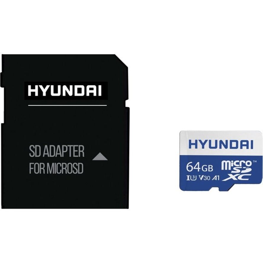 Hyundai 64GB microSDXC UHS-I Memory Card with Adapter, 90MB/s (U3) 4K Video, Ultra HD, A1, V30
