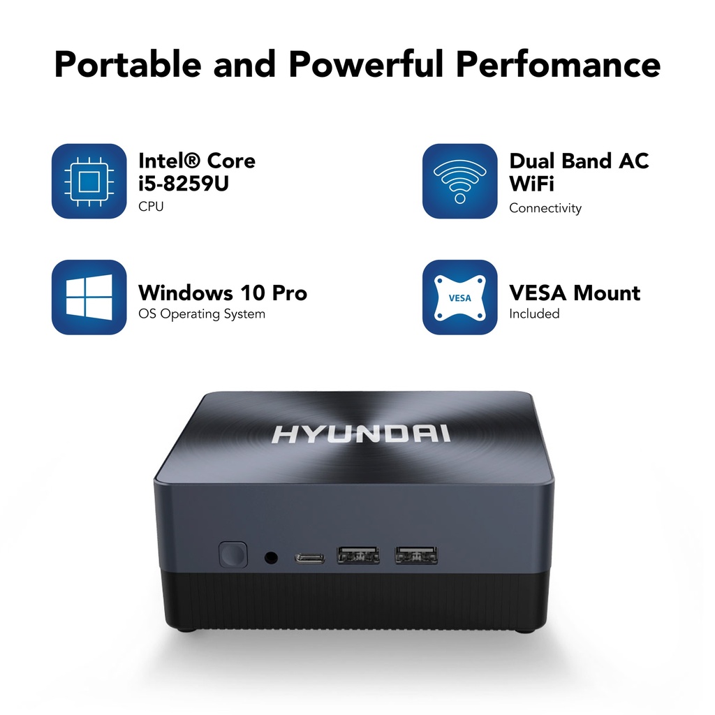 Hyundai Desktop Computer - Intel Core i5-10210U | 8GB RAM | 256GB SSD | Windows 11 Pro