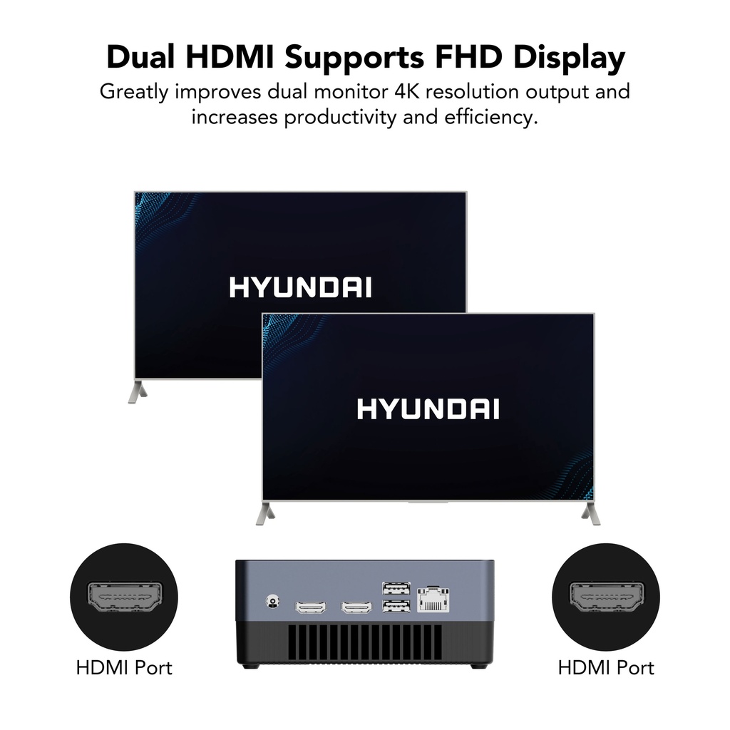 Hyundai Desktop Computer - Intel Core i5-10210U | 8GB RAM | 256GB SSD | Windows 11 Pro