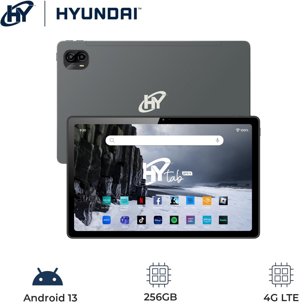Hyundai HyTab Pro X 10LA3 Tablet - 10.3" Full HD - Octa-core (Cortex A73 Quad-core (4 Core) 2 GHz + Cortex A53 Quad-core (4 Core) 2 GHz) - 8 GB RAM - 256 GB SSD - Android 13 - 4G - Space Gray