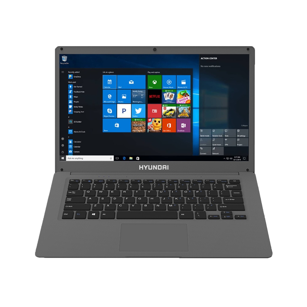  HYUNDAI HyBook 14.1" Laptop -  Intel Celeron N4120 , 8GB RAM , 128GB Storage , Windows 10 Home S Mode , MicroSD Slot , WiFi & Bluetooth , 5000mAh - Space Gray