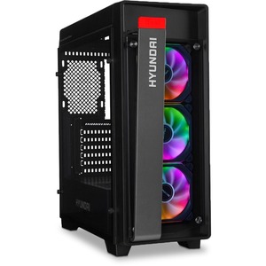 Hyundai Obsidian ATX Mid Tower Gaming Computer Case I Chassis with 550W Power Supply I RGB Fans