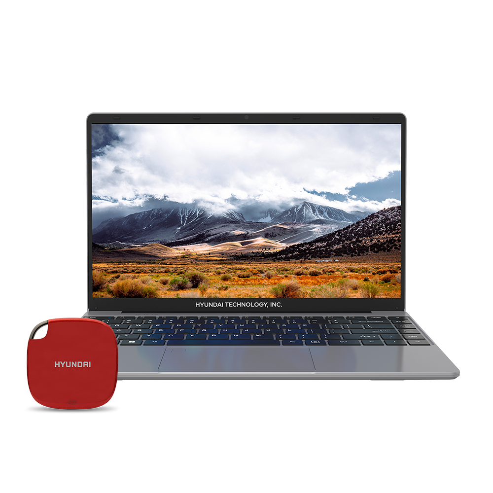 HyBook 14.1" Laptop Celeron N4020 | 4GB | 128GB | Win 11 Home S + Hyundai 2TB External SSD - Red